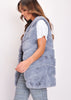 Ultra Soft Chevron Faux Rabbit Fur Leather Panel Gilet