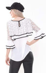 Lace Ruffle 3/4 Sleeve Blouse Top
