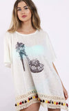 Oversized Heel Print Multi Colour Tassel Kaftan Top