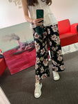 Pink Floral High Waist Elasticated Wide Leg Trousers