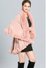 Ultra Soft Faux Fur Double Layer Poncho Cape in pink