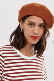 Woolen Beret Hat in rust brown