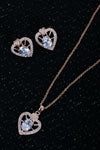 Cubic Zirconia Heart Necklace & Earring Sets