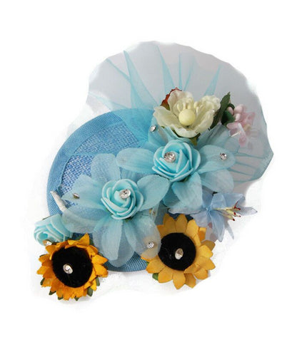 Small Floral  Grossgrain Diamante Clip on Fascinator