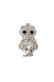 Owl Diamante Brooch in silver