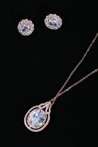 round Diamond jewel necklace set gold 