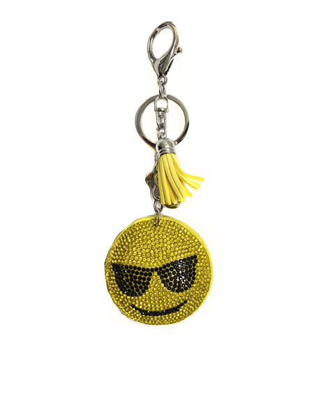 Emoji Smiley Face Rhinestone DIAMANTE Keyring Bag Charm Key Chain 4