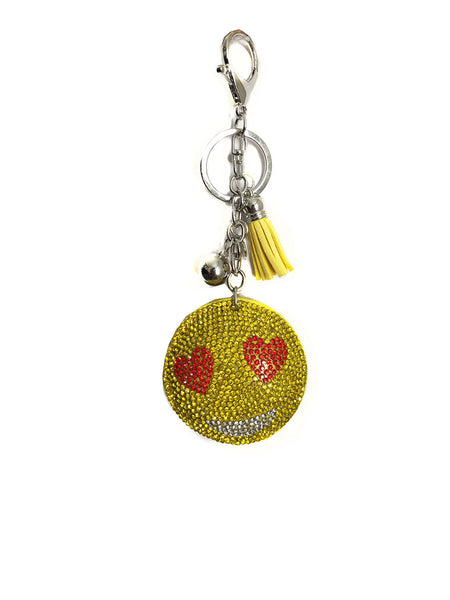 Emoji Smiley Face Rhinestone DIAMANTE Keyring Bag Charm Key Chain 5