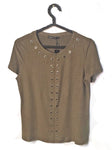 Faux Suede T-Shirt With Eyelet Detail