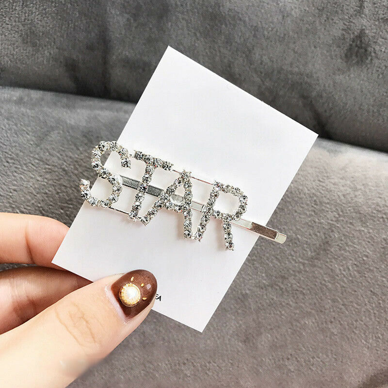 Diamante Rhinestones Words Letters Hair Slides Urban Mist UK