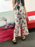 Pink Floral High Waist Elasticated Wide Leg Trousers