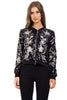 Black Floral Sequin Zip Jacket
