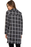 Black Tartan Check Print Duster Jacket