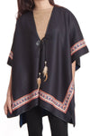 Border Print Poncho