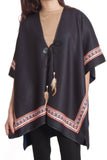 Border Print Poncho