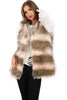 Brown and Pink Stripe Faux Fur Gilet