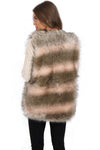 Brown and Pink Stripe Faux Fur Gilet