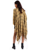 Camel Grid Check Blanket Cape with Tassels