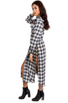 Check Print Maxi Shirt Dress with Side Lace Up Detail