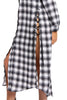 Check Print Maxi Shirt Dress with Side Lace Up Detail