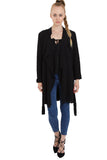 Chiffon Relaxed Waterfall Open Front Shoulder Tap  Jacket with Cape Back