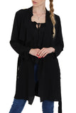 Chiffon Relaxed Waterfall Open Front Shoulder Tap  Jacket with Cape Back