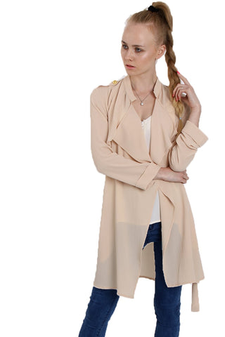 Chiffon Relaxed Waterfall Open Front Shoulder Tap  Jacket with Cape Back