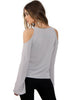Cold Shoulder Embellished Neckline Bell Sleeve Top
