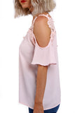 Cold Shoulder Frill Lace Applique Blouse Top