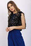 Cropped Long Fur Faux Fur Gilet