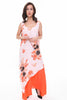 Double Layer Floaty Floral Print Maxi Sleeveless Dress
