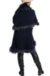 Double Layered Faux Fur Trim Poncho