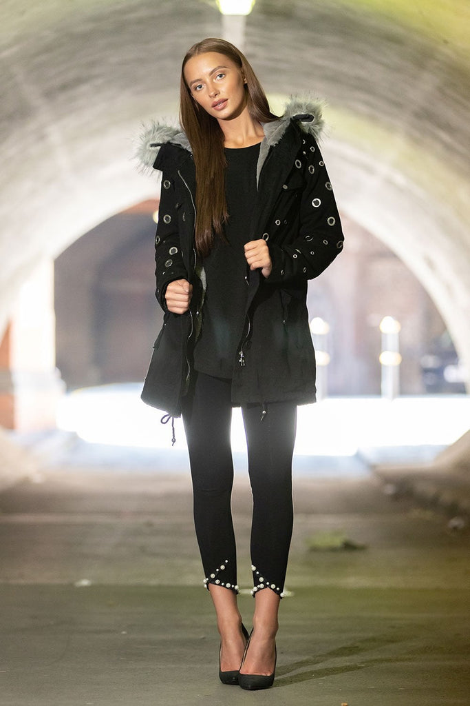 Faux fur hood parka coat store