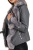 Faux Fur Belted Leather Look Biker Jacket
