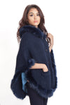 Faux Fur Knitted Hood Poncho