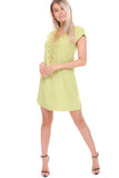 Faux Suede A- Line Swing  60's Style Capped Beaded Neck Sleeve Dress