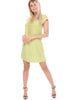 Faux Suede A- Line Swing  60's Style Capped Beaded Neck Sleeve Dress