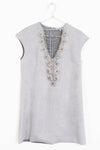 Faux Suede A- Line Swing  60's Style Capped Beaded Neck Sleeve Dress