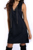 Faux Suede Chain Lace Up Festival Mini Dress