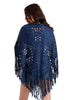 Faux Suede Laser Cut Fringe Cape