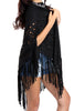 Faux Suede Laser Cut Fringe Cape