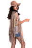 Faux Suede Laser Cut Fringe Cape