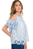 Floral Lace Floaty Ruffle Sleeve Top