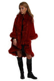 Fluffy Double Layered Faux Fur Trim Poncho