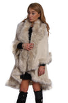 Fluffy Double Layered Faux Fur Trim Poncho