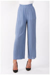 Full Length High Waist Pinstripe Pleated Culotte Trouser