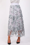 URBAN MIST Grey and Silver Embellished Flowers on netted A-Line Skirt