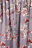 Grey Floral Print Chiffon Off Shoulder Summer Dress Top