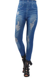 High Waist Slim Fit Stretchy Denim Look Skinny Leggings