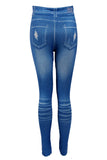 High Waist Slim Fit Stretchy Denim Look Skinny Leggings